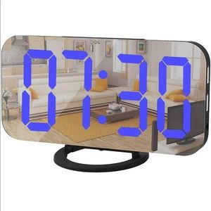 Mirror Digital Alarm Clock LED w/ USB Charger Port